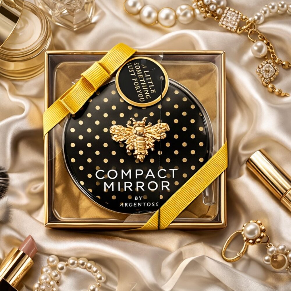 NIB Bumble Bee Polka Dot Compact Mirror Little Lady Girly Gift Ideas